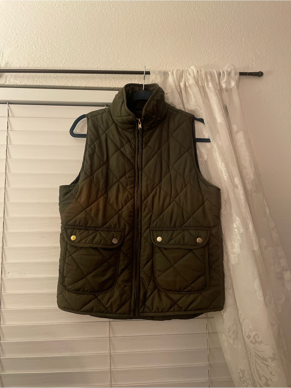 Altar'd State Olive Green Quilted Puffer Vest